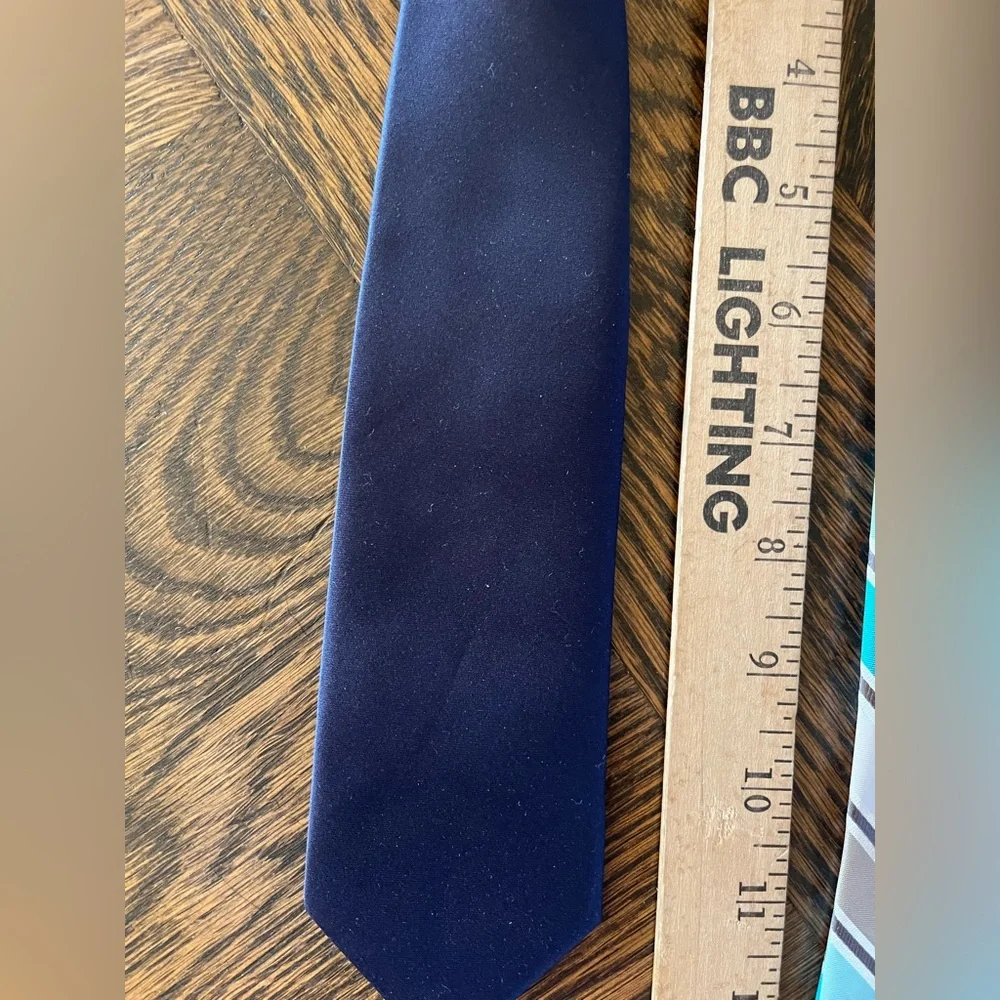 Elegant Navy and Striped turquoise white tie clip on boys set of 2 grayish tan